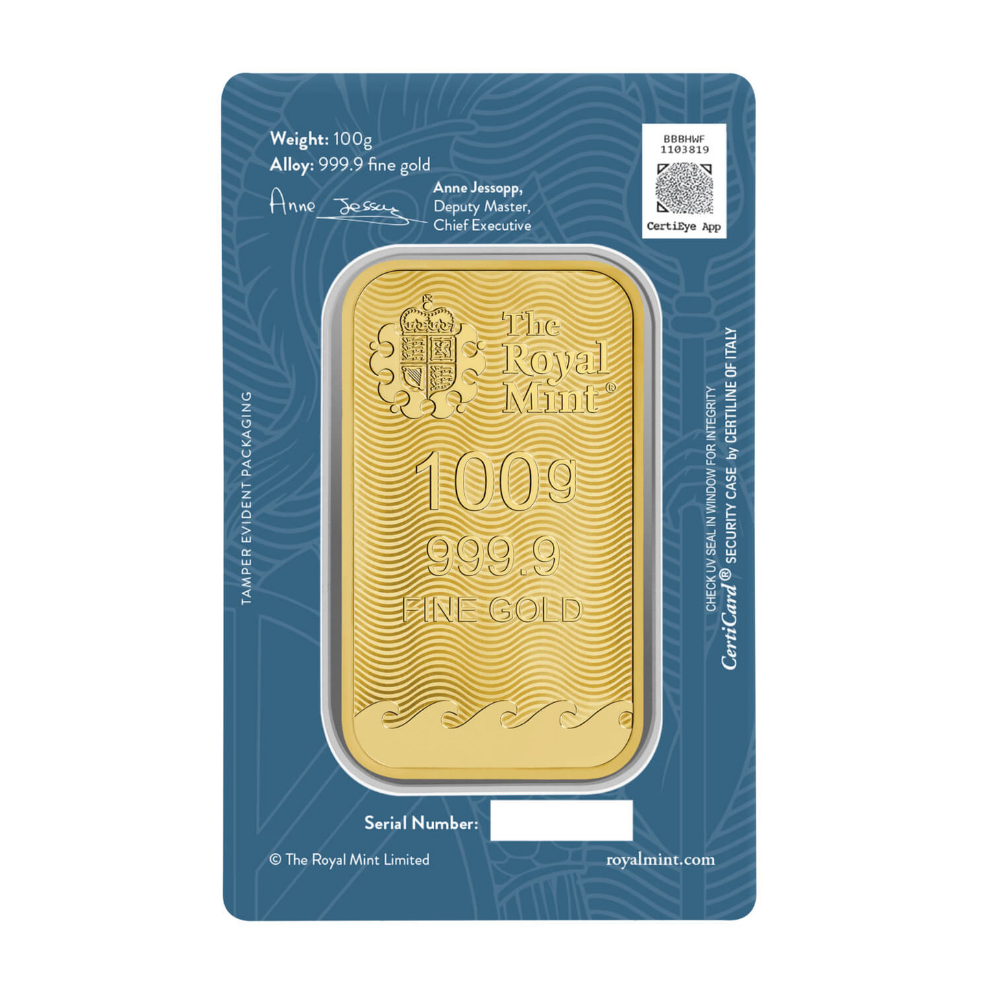 Royal Mint Britannia 100g Gold Bar ( 999.9 )