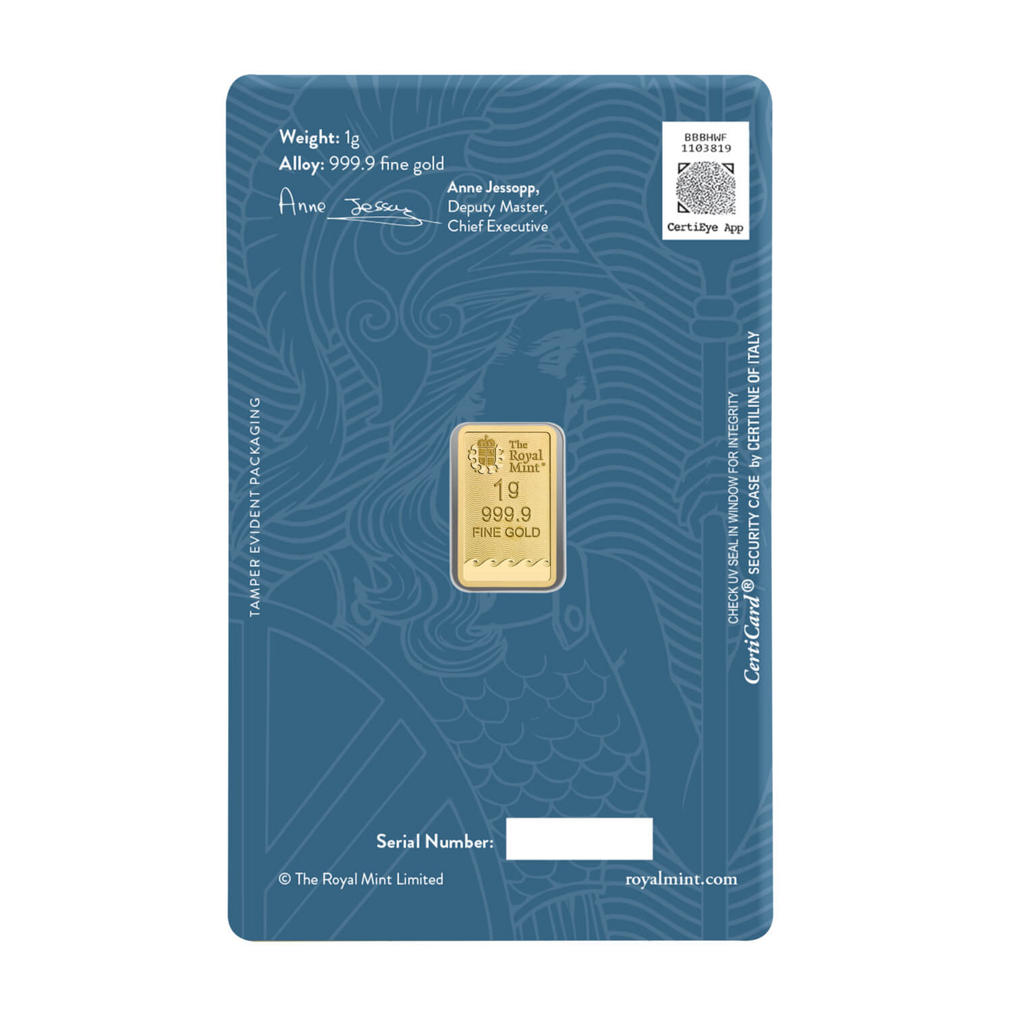 Royal Mint Britannia 1g Gold Bar ( 999.9 )