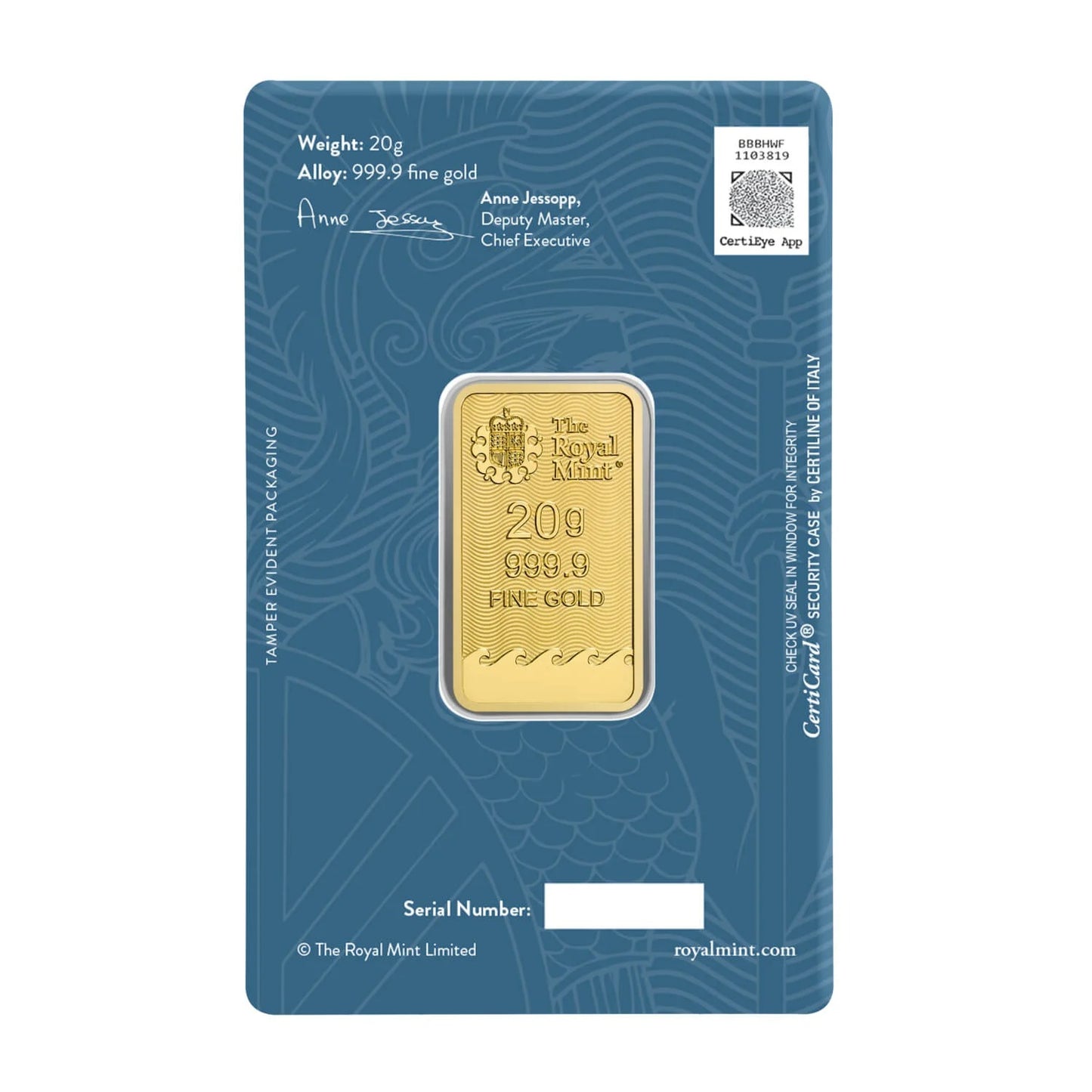 Royal Mint Britannia 20g Gold Bar ( 999.9 )
