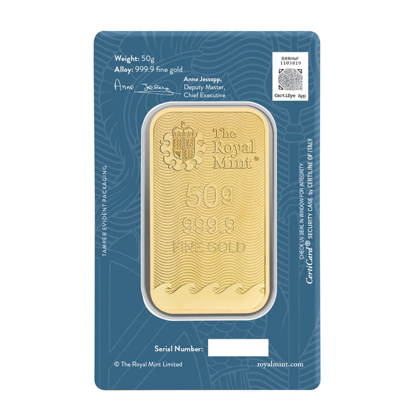 Royal Mint Britannia 50g Gold Bar ( 999.9 )